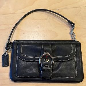 COACH Soho Black Leather Wristlet/Clutch